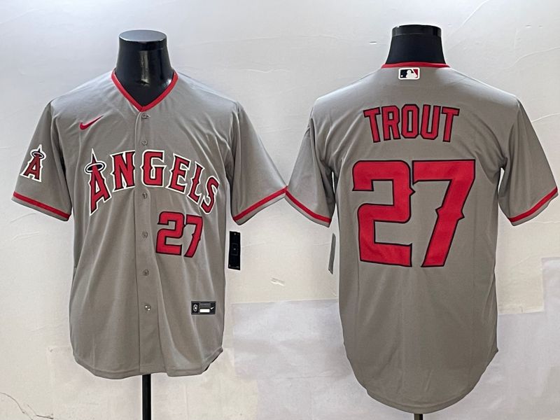 Men Los Angeles Angels #27 Trout Grey Game 2025 Nike MLB Jersey style 9->houston astros->MLB Jersey